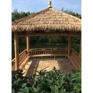 防腐木茅草亭户外庭院户外农家乐民宿实木茅草亭景区走廊木屋