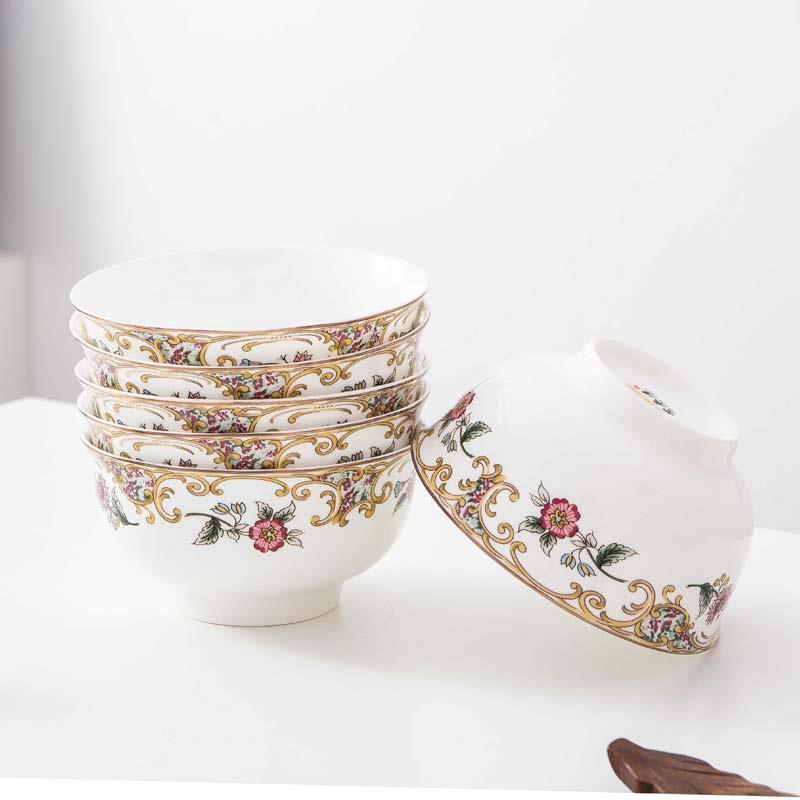 莹辰达骨瓷陶瓷碗家用米饭碗小碗6只装餐具碗碟套装小汤碗微波炉