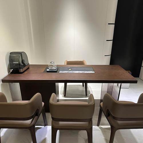 新中式北美黑胡桃木茶桌椅组合现代简约轻奢高级感实木高端泡茶台