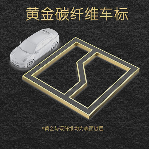 极氪001FRZEEKR碳纤维金色车标真碳纤维引擎盖金标改装007/009/X