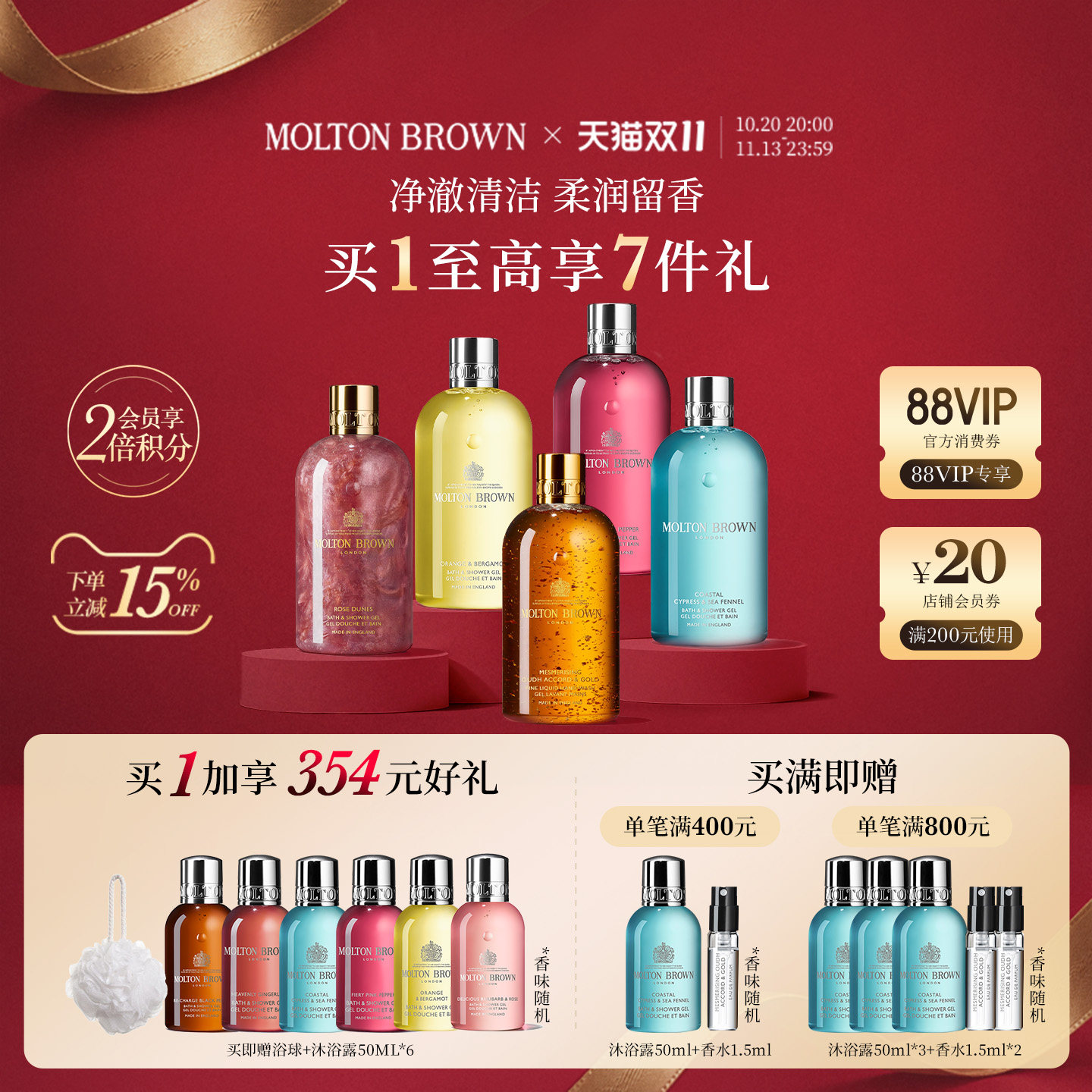 【双11】Molton Brown摩顿布朗香氛沐浴露300ml 留香清洁净透
