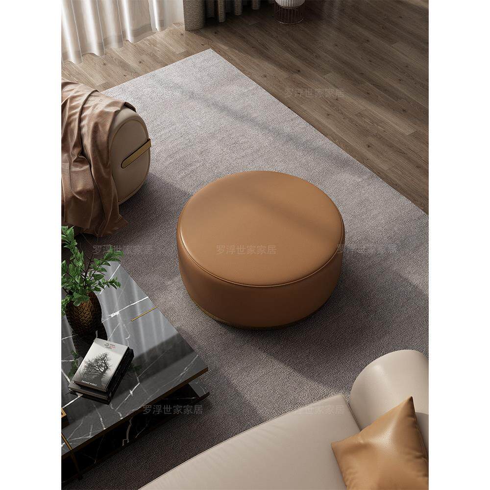 轻奢沙发脚踏凳高级感客厅家用现代简约圆形坐墩垫脚衣帽间矮凳子