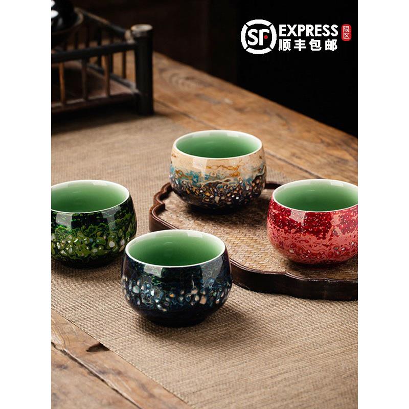 大漆主人杯龙泉青瓷高端个人专用茶杯特色手工艺漆器螺钿犀皮茶具