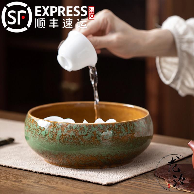 2026款茶渣缸窑变陶瓷建水大小号水盂茶洗烟灰缸茶具配件废水桶