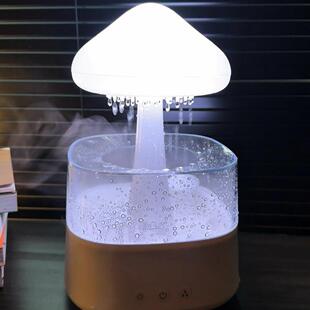 云朵下雨加湿器家用蘑菇雨滴香薰机空气雾化氛围感雨声助眠氛围感