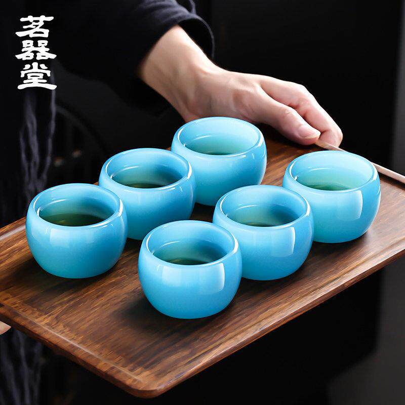 冰蓝玉瓷琉璃功夫茶具套组家用泡茶高端高档茶杯盖碗公道杯