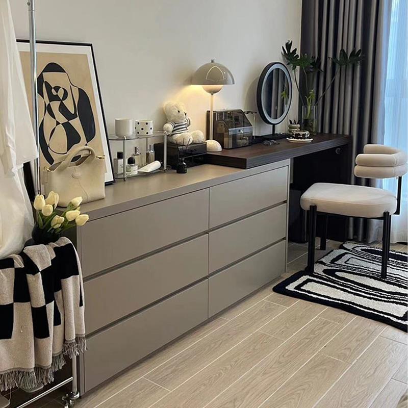 意式实木化妆台斗柜一体组合床尾柜化妆桌转角储物卧室极简化妆台