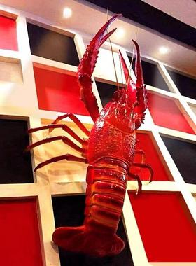 定制大型彷真潜江大龙虾模型小龙虾发光玻璃纤维摆件龙虾节雕塑装