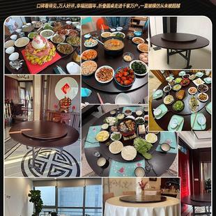 大圆桌家用10人饭桌可折叠实木吃饭圆桌12人桌子侘寂风折叠餐桌椅