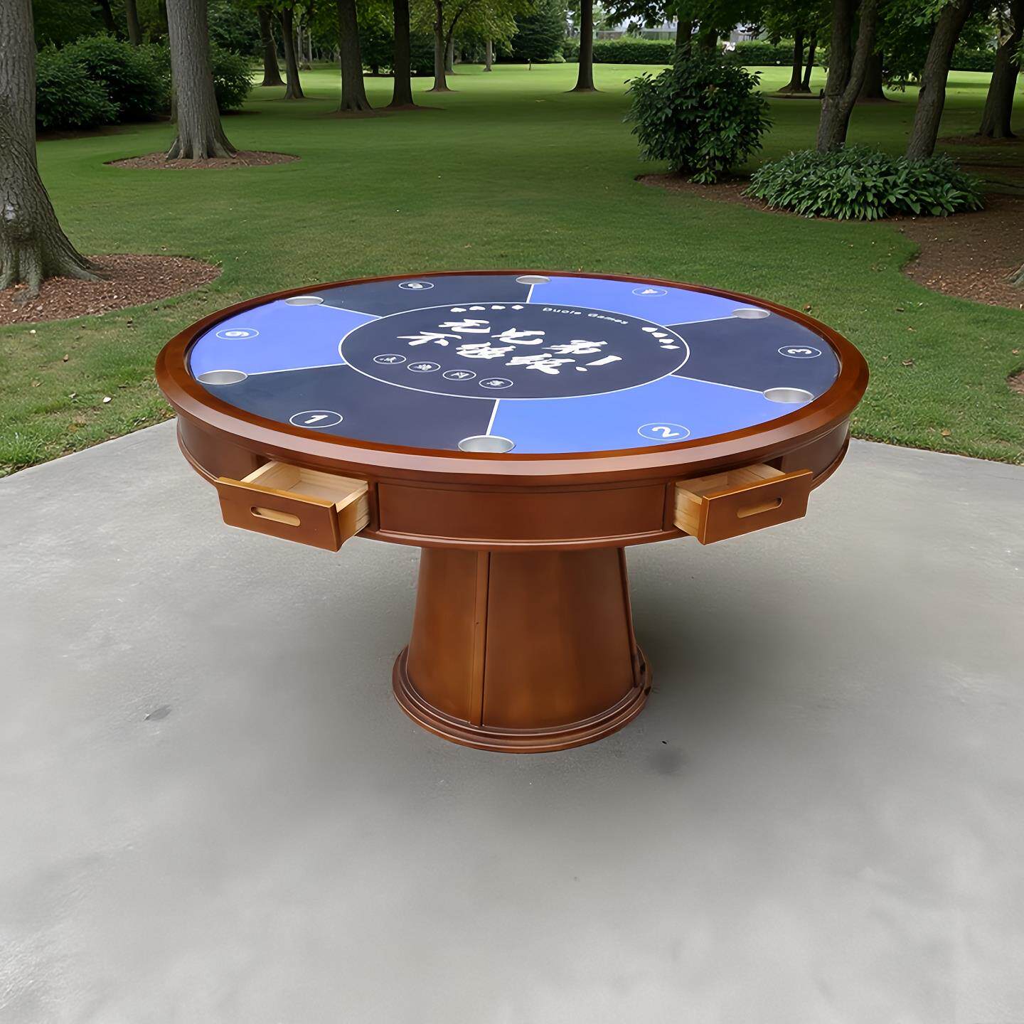 实木打扑克掼蛋桌够级六角桌斗地主五边桌棋牌桌狗腿桌圆形保皇桌