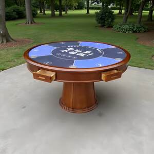 实木打扑克掼蛋桌够级六角桌斗地主五边桌棋牌桌狗腿桌圆形保皇桌