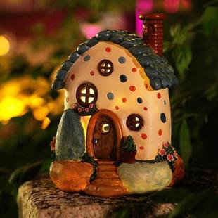 太阳能灯小房子石头房子装 饰工艺品 饰品幼儿园民宿户外庭院花园装