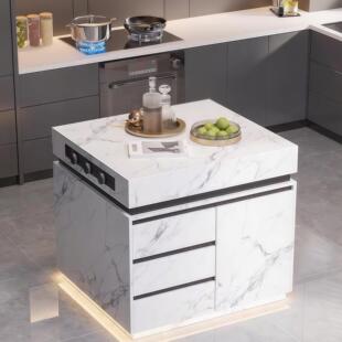 轻奢岩板岛台 单独岛头可移动