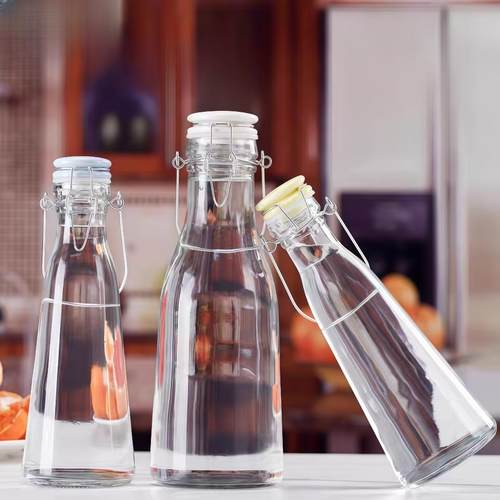 外带玻璃奶茶瓶鲜油瓶卡扣陶瓷盖酵素葡萄酒果汁饮料密封泡酒瓶
