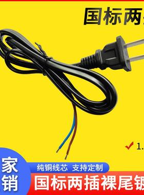 纯铜国标两插线两芯电源线42007扁插裸线尾镀锡焊接线250瓦