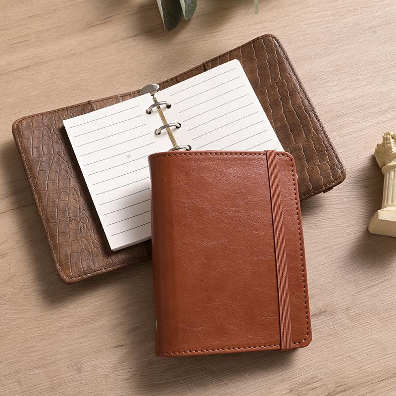 便携迷你皮质a8活页本可替换内页m5手帐活页盖章本随身口袋本