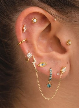 2023 1PC Multi Size White Zircon Blue Eye Earring For Women