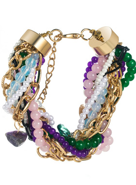 欧美时尚设计波西米亚风长版彩色珠子项链女个性夸张高级颈链首饰