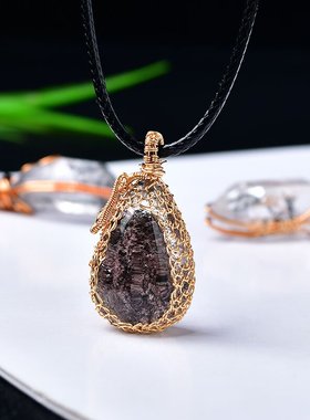 天然水晶原石摆件闪灵钻绕线吊坠幽灵景象男女款饰品项坠节日礼物