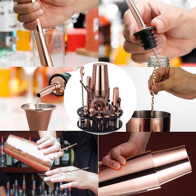Bartender Kit,20-Piece Rose Gold Cocktail Shaker Set With Ro