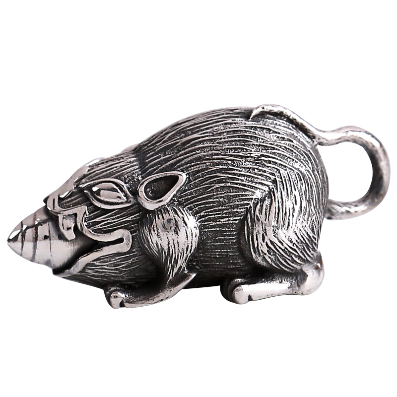 极速纯银吐宝神鼬吊坠本命年十二生肖吐宝鼠法器黄财神随身符情侣