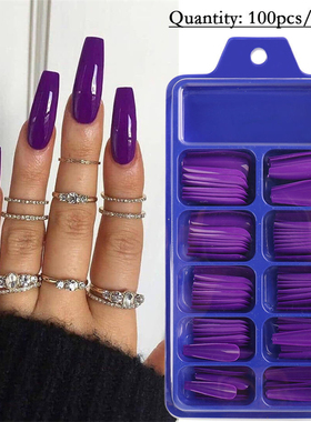 100Pcs Candy Colors Long Ballerina Fake Nails Natural Coffin