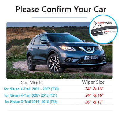 极速for Nissan X-Trail Xtrail 2001~2018 T30 T31 T32 Wipers B