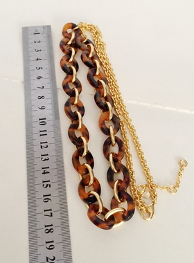 毛衣链 taln@ 看好尺寸不退 1202 金色 豹纹压克力圈圈 拼接