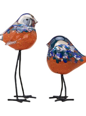 现代北欧小鸟彩色玻璃摆件卧室玄关电视柜书房办公桌吧台酒柜饰品