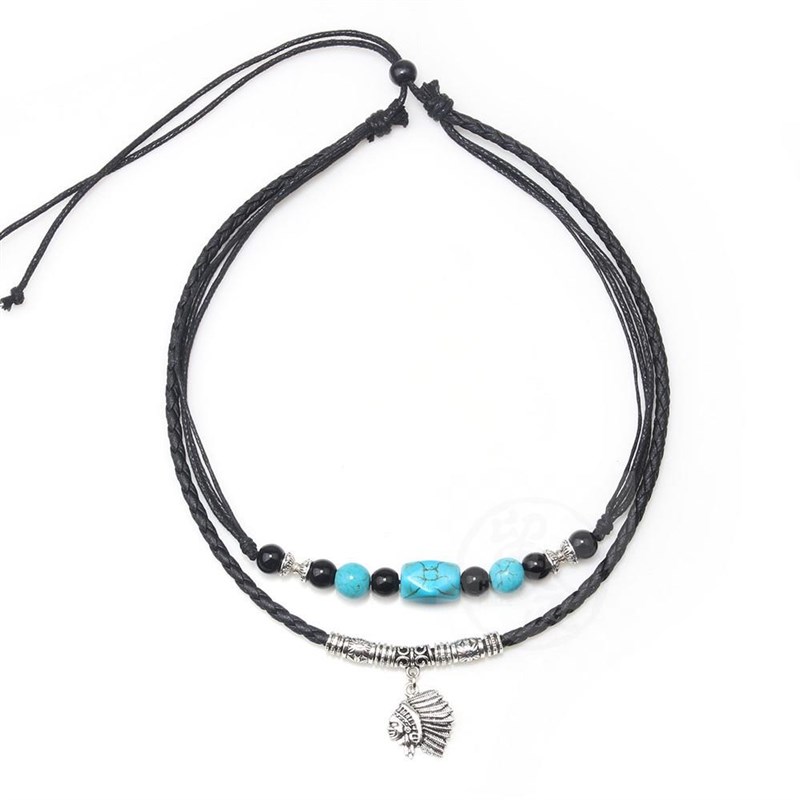 。Indian Head Necklace Vintage Style Necklace Pendant agate