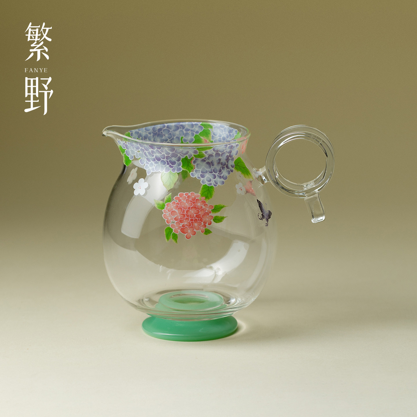 繁野锦簇绣球透明玻璃公道杯新中式精致高档茶海家用高颜值分茶器