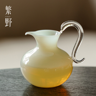 高端冰玉玻璃公道杯耐高温大容量茶海高硼硅手持分茶器均杯 繁野