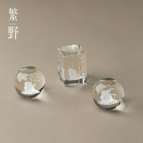 繁野透明水晶球盖置摆件创意手工茶壶盖碗茶盖托茶具配件茶托壶盖