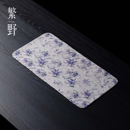 棉麻印花绮紫蔓雅防水茶席