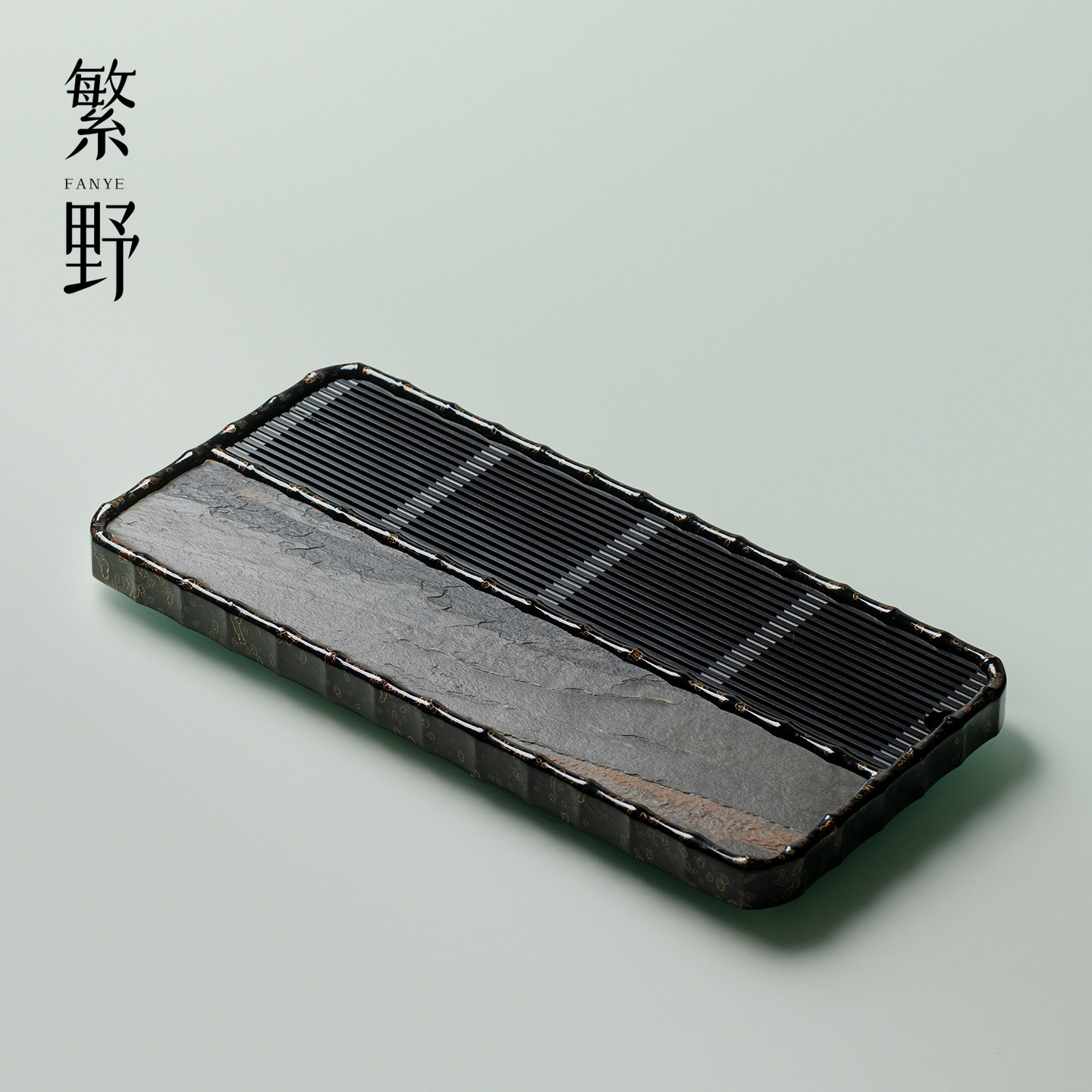 束刻楠竹岩石茶盘沥水式干泡盘高档漆器家用小型壶承茶托蓄水茶台