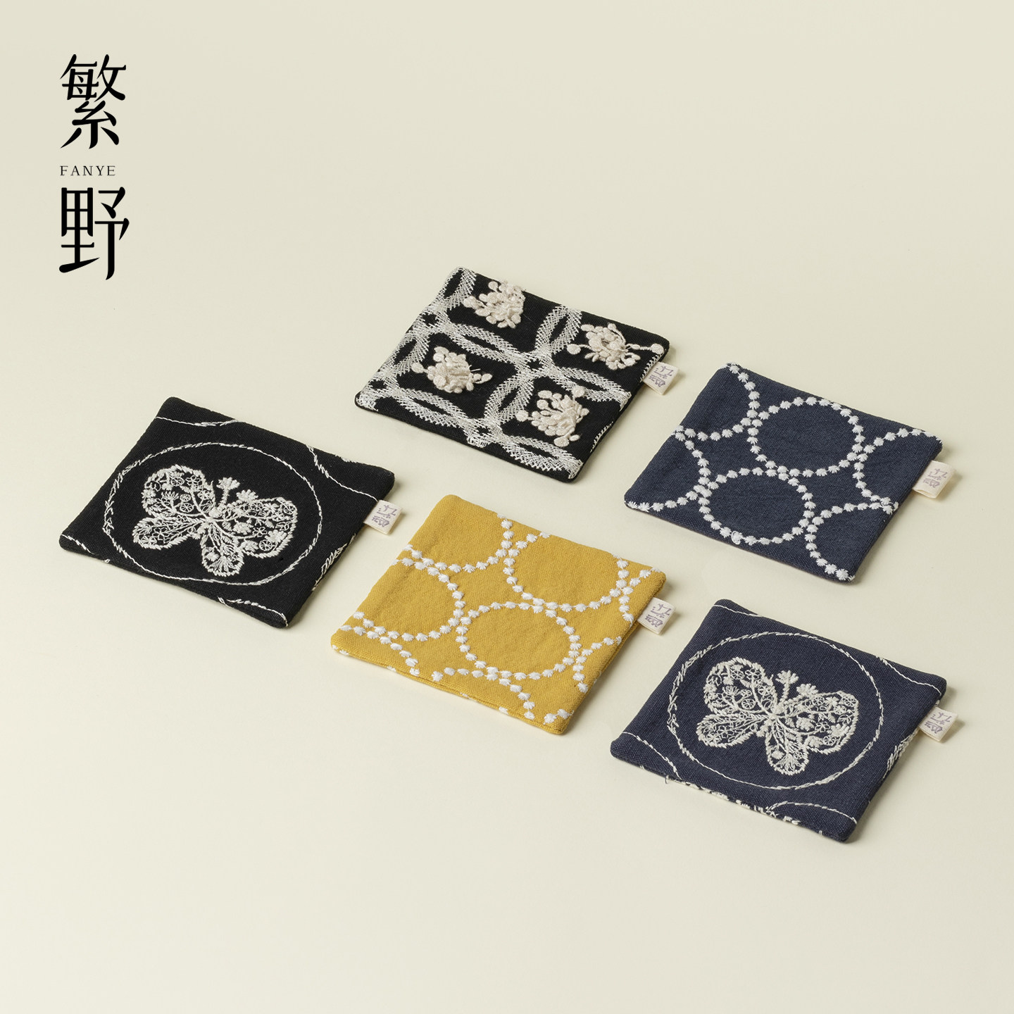 繁野棉麻刺子绣手工杯垫加厚布艺手工茶杯托壶垫防烫家用茶道配件