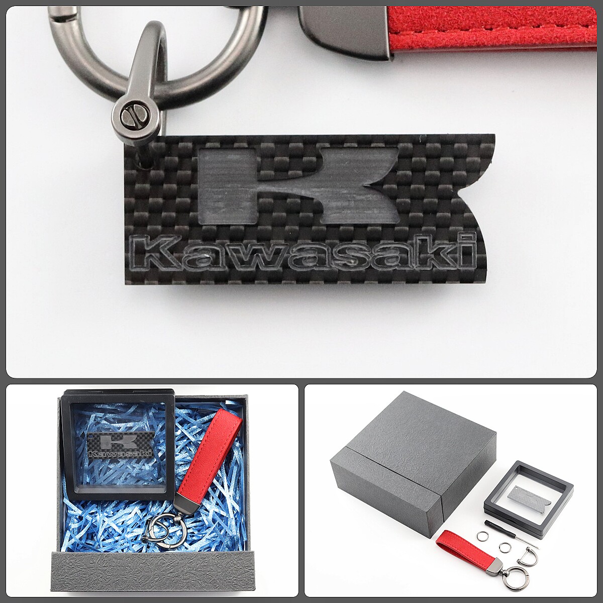 川崎Kawasaki碳纤维 巡航车重机摩托钥匙扣挂件男女礼物高级定制