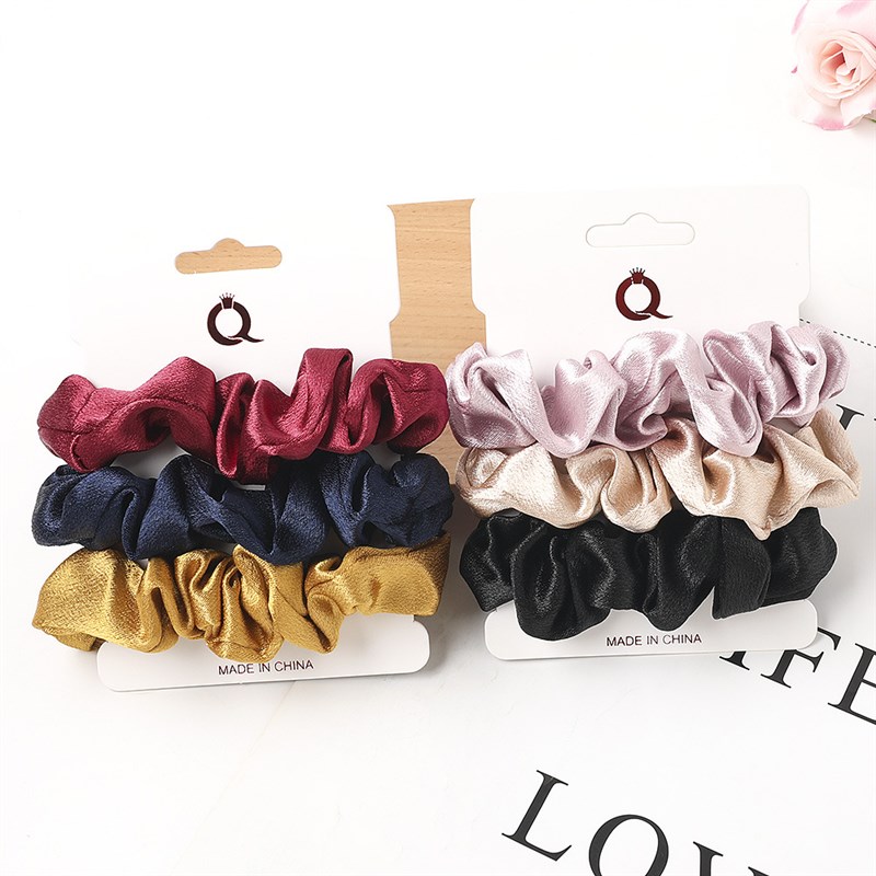 新品3/5/Pcs Silk Scrunchies Print Leopard Scrunchie Set Elas