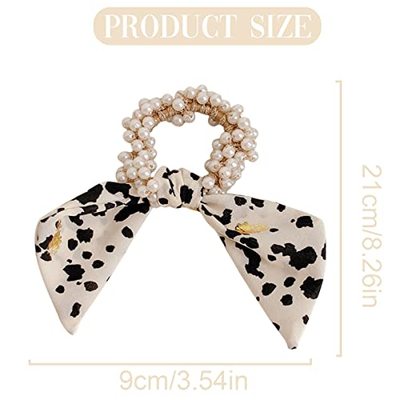 PSADKID Pearl Bow Hair Tie Pearl Hair Tie Bunny Ears Grab Bu
