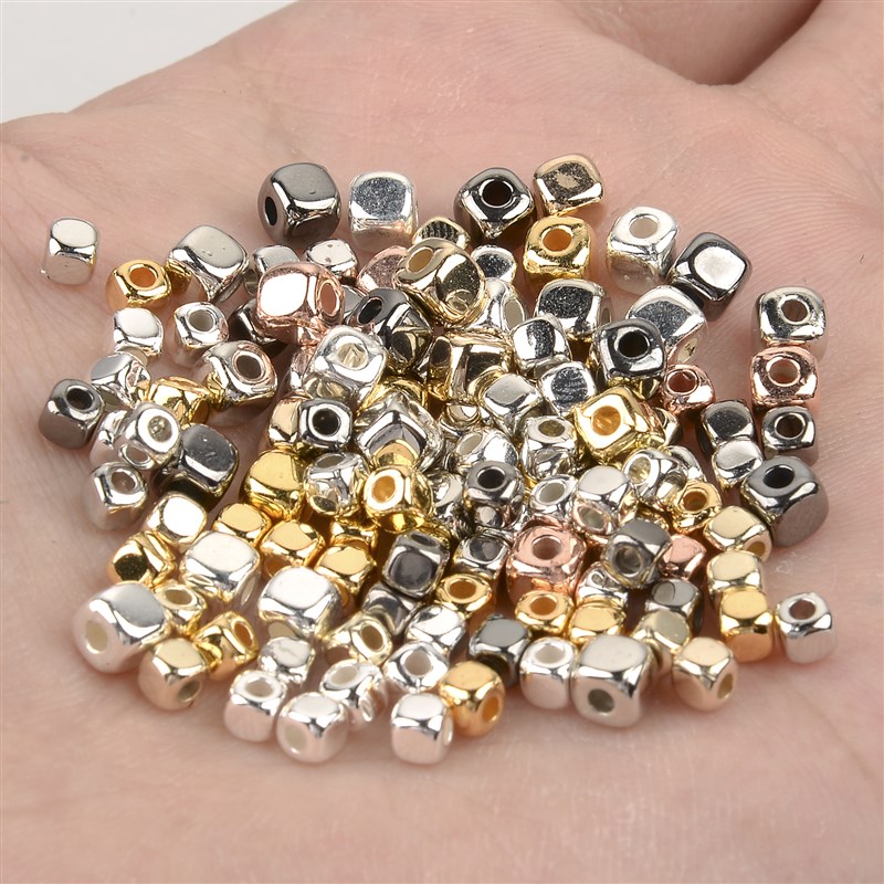 新品100-400pcs 3-4mm B Square Loose Spacer Beads Rose Gold C