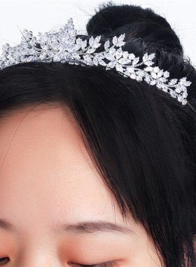 新品CWWZircons Marquise Cut Cubic Zirconia Flower Tiara Crow