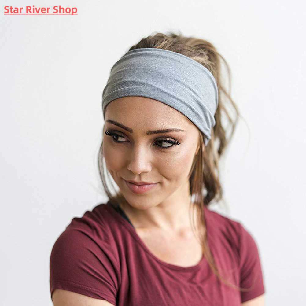 新品fashion Unisex Solid Color Headband Hair Elastic Bands f