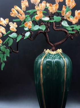 黄水晶发财树摇钱树客厅招财酒柜玄关装饰品开业结婚新居送礼