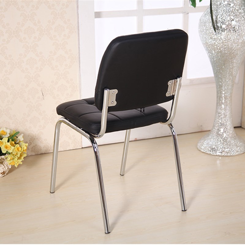 结实椅子四条腿椅子厚坐面皮革办公椅钢管耐用椅子电脑会议职员椅