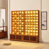 实木紫砂壶展示架茶具茶杯格栅存储展示玻璃柜老榆树多宝阁古架