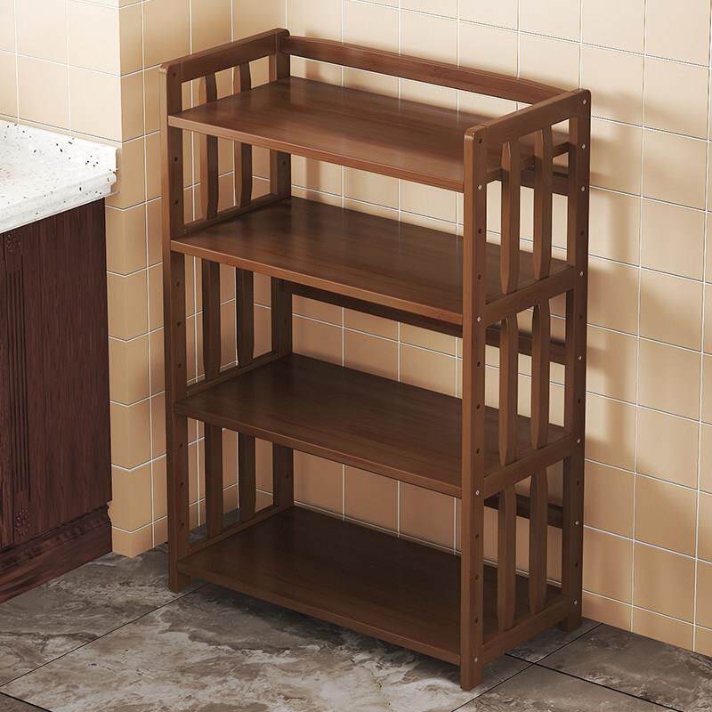 厨房置物架落地微波炉架烤箱架多层实木竹家用收纳储物整理架锅架