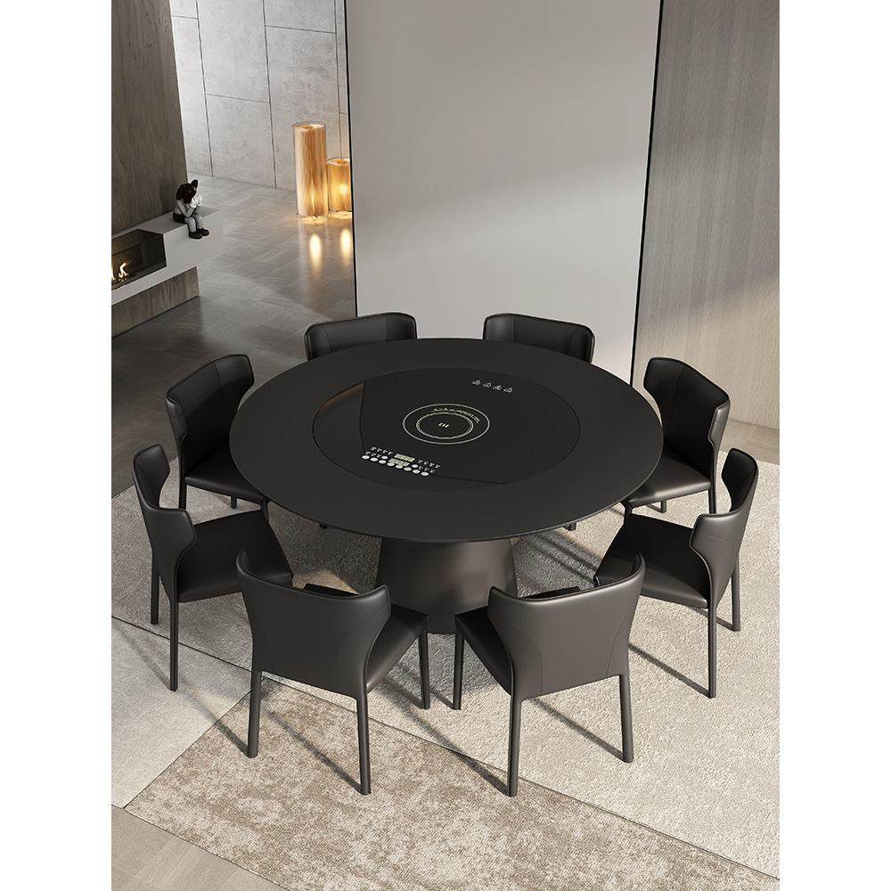 哑光石板餐桌圆形家用电磁炉内置绝缘转盘现代意大利高端餐桌和椅,住宅家具,岩板餐桌,淘宝优惠券,粉丝福利购,淘宝优惠卷