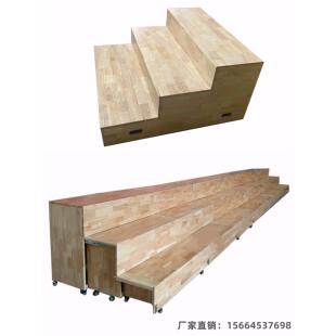 音乐教室合唱台演出活动可移动伸缩实木合唱台阶三层推拉折叠舞台
