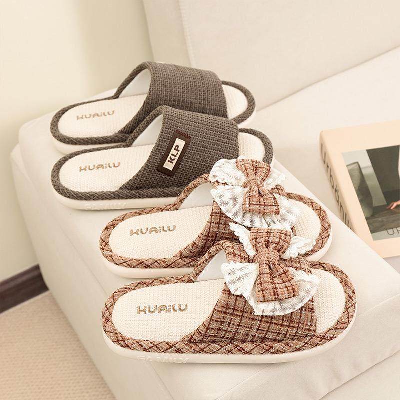 快鹿亚麻拖鞋女春秋新款小香风室内居家吸汗透气家用布艺棉麻拖鞋,居家布艺,居家亚麻拖鞋,淘宝优惠券,粉丝福利购,淘宝优惠卷