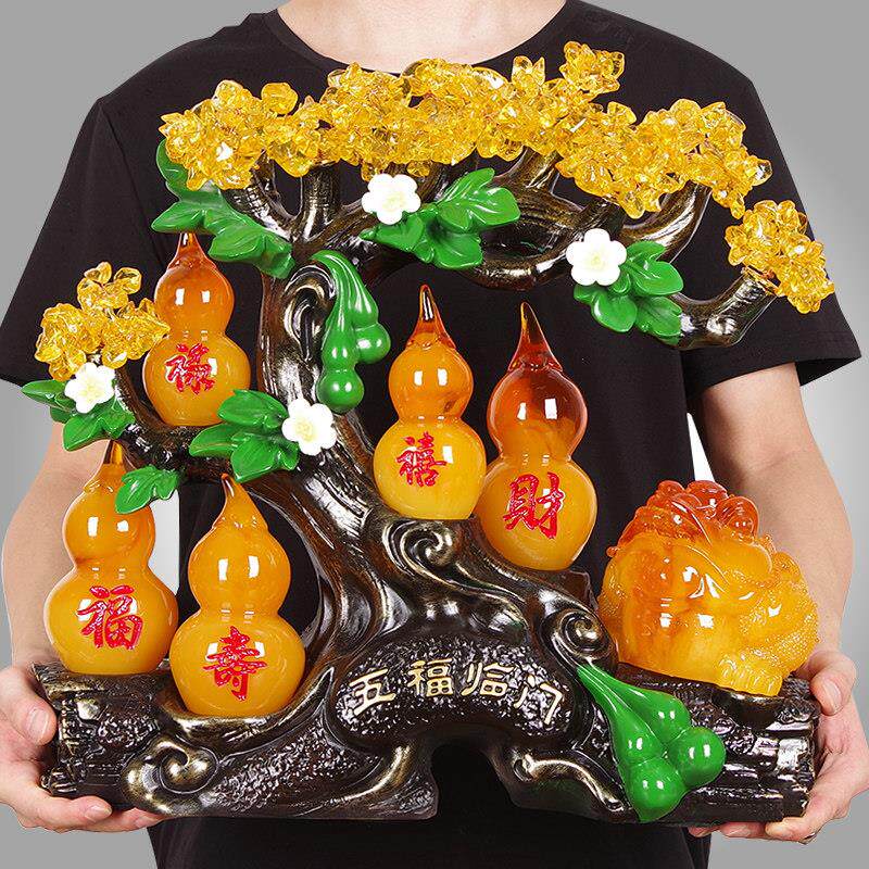 采购产品五福临门葫芦招财摆件，金水晶蟾蜍钱树，客厅，新房，新